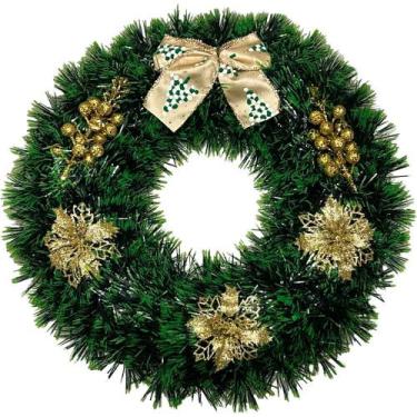 Imagem de Guirlanda de Natal para Porta Decoração Enfeite Natalina de Luxo 38cm 