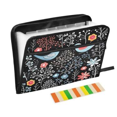 Imagem de Wassud Birds and Nature Organizador de arquivos sanfonado com 13 bolsos, pastas expansíveis com abas e adesivos, tamanho carta A4, papel para recibos, documentos, pasta organizadora para viagens de