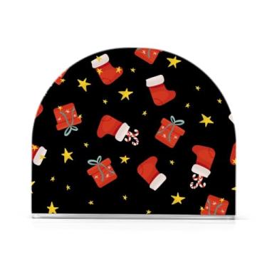 Imagem de Presentes de Natal Porta-guardanapos pretos Porta-guardanapos verticais de acrílico Suporte de guardanapo de papel de jantar engraçado acessórios para comedor 1 peça