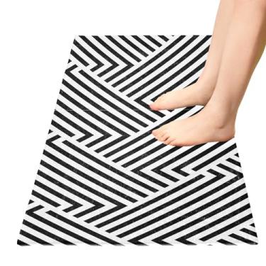 Imagem de TSENQUE Tapete de cozinha geométrico por listras, tapete de cozinha, antiderrapante para porta frontal, tapete de banheiro absorvente para casa e cozinha, 99 cm x 51 cm