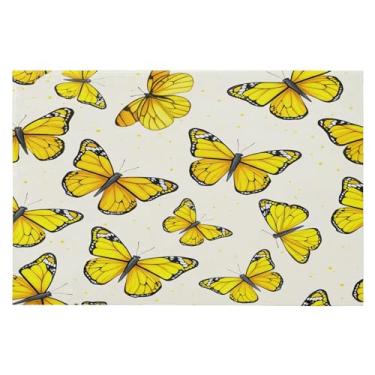 Imagem de Wassud Tapete de porta borboletas amarelas 61 x 89 cm, tapete de área lavável antiderrapante com suporte de borracha, tapete macio e macio para sala de estar, quarto, entrada, entrada