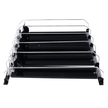 Imagem de Alomejor Organizador de Bebidas para Geladeira, Dispensador de Lata de Refrigerante Com Mola Ajustável para Latas de 12-20 Onças Com Trilho Deslizante para Bebidas de Cerveja e Despensa (Preto)