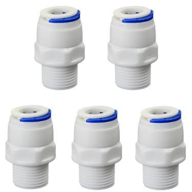 Imagem de Rosca macho de 0,9 cm para adaptador de conexão rápida reto de tubo de 3/20.3 cm, encaixe de tubo de plástico push-fit para sistemas de filtro de água de osmose reversa RO, dispensadores de bebidas