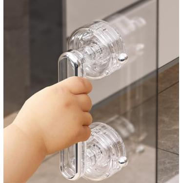 Imagem de Puxador de porta de ventosa sem perfuração, portas de vidro deslizantes, puxador de porta de chuveiro de banheiro para janelas de armários e maçanetas de gaveta de geladeiras transparentes 2
