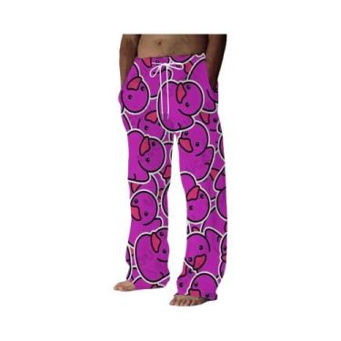 Imagem de Calças Casuais Com Estampa De Pato Amarelo Para Homens E Mulheres, Cal