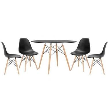 Imagem de Conjunto de mesa de jantar eames eiffel redonda 110cm tampo de madeira