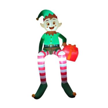 Imagem de Sclmgo Elfo Inflável de Natal para Decoração de Jardim, Quintal, Enfeite Luminoso de Poliéster com LED Embutido, Ideal para Festas No Jardim, Gramado E Varan