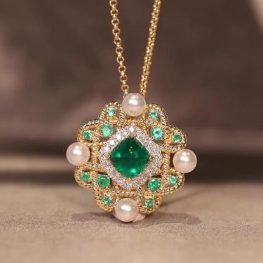 Imagem de Colar com pingente criativo nobre para mulheres, joias de noivado elegantes, 40cm 5cm, Metal, Pérola sintética