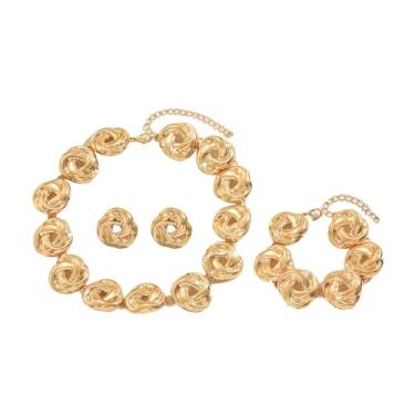 Imagem de OIDIMS Colar de gargantilha em espiral grossa, conjunto de joias para mulheres, vintage, moderno, metal, banhado a ouro, delicado, oco, redondo, torcido, colares únicos acessórios de festa