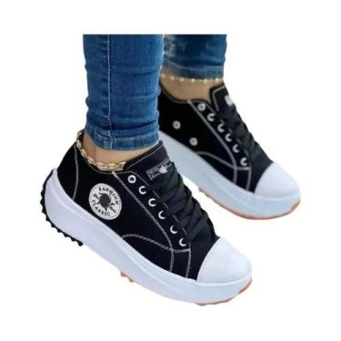 Imagem de Tênis Casuais Femininos De Lona, Sapatos Vulcanizados Com Estampa, Lac