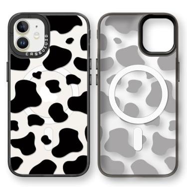 Imagem de casevivid Capa magnética para iPhone 11 Magsafe bonita estética - capa de telefone divertida moda durável - estampa de vaca leiteira feminina design de capa para mulher menina 6,1 polegadas preta