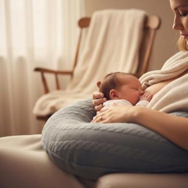 Imagem de Almofada de Amamentação em Tricot com Zíper Formato em U 37x45x13cm Enchimento Siliconado Hipoalergênica Chumbo
