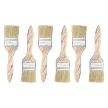 Imagem de HARFINGTON 6 pincéis de pintura com lascas grossas duplas de 5 cm com cabo de madeira para pintura de arte faça você mesmo, móveis, cercas, deck, parede, porta, branco, branco