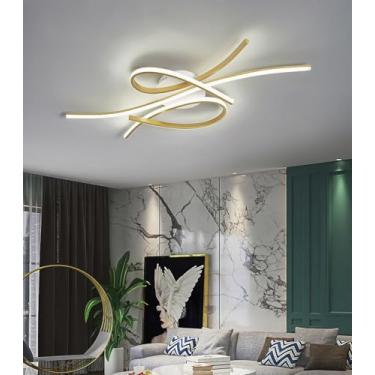 Imagem de Luminária de teto LED criativa, dimerizável, com controle remoto, ajuste de temperatura de cor de 3000K a 6000K, estilo lustre, semi-embutida, para quarto, sala de estar e sala de jantar (do