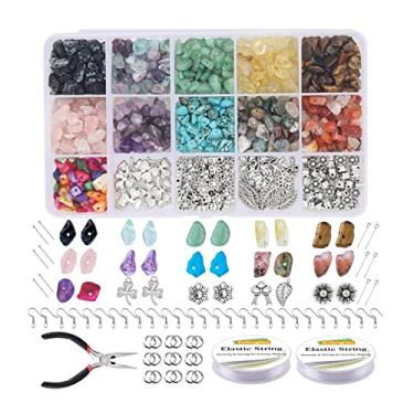 Imagem de Kit de Fabricação Jóias Cristal DIY com 15 Gradeiras Contas Pedras Preciosas Gancho Brinco Fio Elástico Alicate Acessórios para Pulseira Colar Ferrame