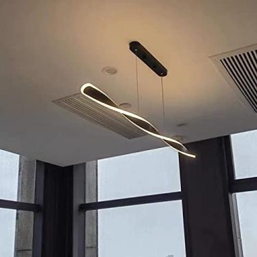 Imagem de Luminária pendente LED para mesa de jantar, preta, com intensidade regulável, controle remoto e altura ajustável. Luminária pendente moderna para escritório, sala de jantar, sala de estudos,