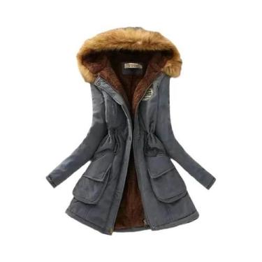 Imagem de Jaqueta De Algodão Feminina Para Outono E Inverno, Acolchoada, Com Cap