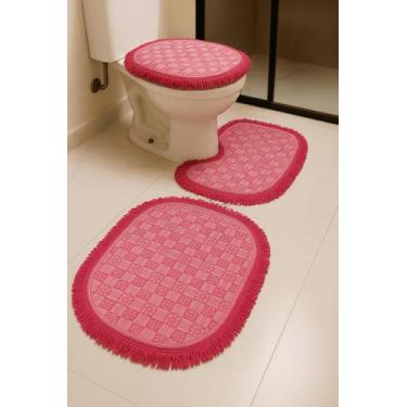 Imagem de Jogo Tapete Para Banheiro 3 Peças Luxo E Qualidade - Sem Marca, Rosa