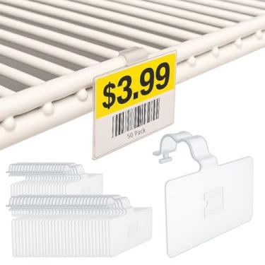 Imagem de 5,7 cm C x 3,18 cm A Plástico Cooler / Geladeira UPC Suporte de Etiquetas Organizador de Clipe para Prateleira de Geladeira de Fio Duplo - Pacote com 50