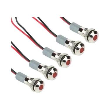 Imagem de Luzes Indicadoras LED De 6mm 5pcs À Prova d'Água 3-6V 12-24V Vermelho 