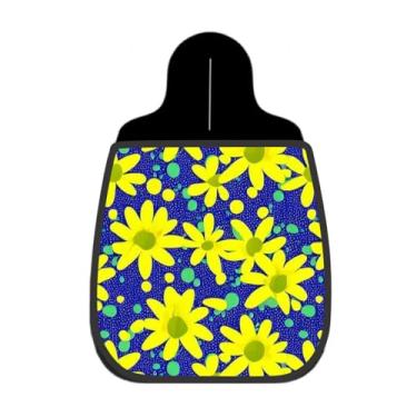 Imagem de Lixeira De Carro Organizador Lixinhocar Floral Amarelo Fundo Azul Royal