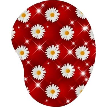 Imagem de Mouse Pad Ergonômico Gota Margaridas Vermelho Brilhante
