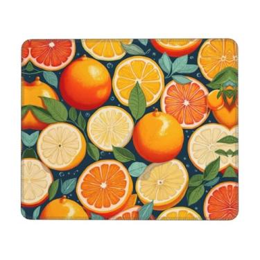 Imagem de Tapete de rato com estampa de fruta cítrica, superfície macia e base de borracha, tapete de rato de tecido macio - uma peça