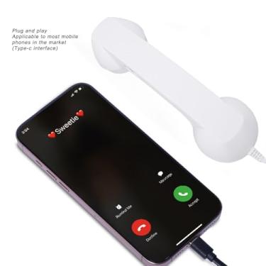 Imagem de Asixxsix Aparelho de Telefone retrô, Receptor de Telefone Celular Com Microfone e Alto-falante, Receptor de Clássico Vintage da Velha Escola para Telefones Celulares, (Branco)