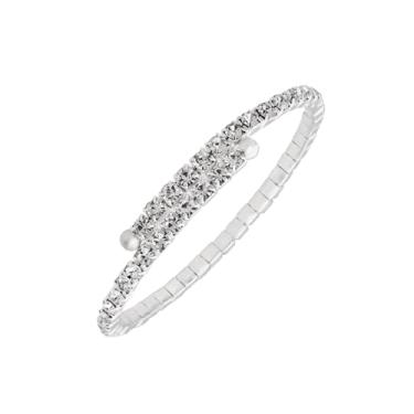 Imagem de JSEA Pulseira de strass dourada prateada feminina em camadas espiral elástica para formatura, 1#, Strass Metal, Sem Pedra Preciosa