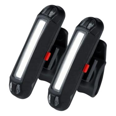 Imagem de Kit 2 Lanterna Bike Sinalizador Bicicleta Luz de Segurança Led Traseiro Farol 2 Cores Recarregável Cor Preto Iluminação Branco e Vermelho
