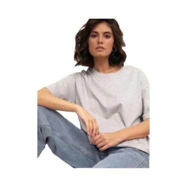 Imagem de Camisetas Básicas Oversized Femininas Em 21 Cores 100% Algodão Branco 