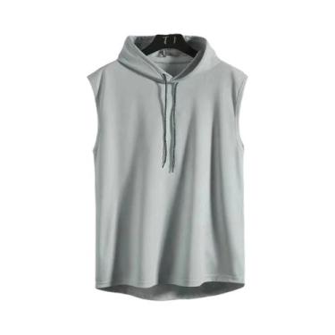 Imagem de Camiseta Sem Mangas Com Capuz Para Homens Moda Verão 2024 Roupas De Es
