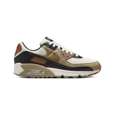 Imagem de Nike Tênis feminino Nike Air Max 90, Fantasma/preto/vermelho fogo/caramelo britânico claro, 34 BR