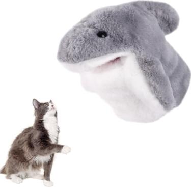 Imagem de Lyreh Brinquedo de luta livre para gatos, luvas de boxe interativas de algodão PP de 20 x 15 cm para brincadeiras interativas seguras com cães e gatinhos (estilo tubarão)