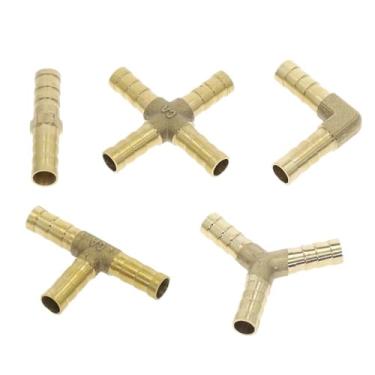 Imagem de 1 peça de encaixe de tubo de farpa de latão 3 4 vias T Y mangueira de cotovelo reto farpado farpado 6 8 10 12 14 16 19 mm conector farpado de cobre acoplador adaptador WWECCQIJ (cotovelo, farpa de 14