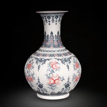 Imagem de SGeneE Jingdezhen Vaso de porcelana azul e branco, padrões pintados à mão, cerâmica artesanal tradicional, com certificado, coleção, presente para decoração de casa, ornamentos de sala de estar (D)