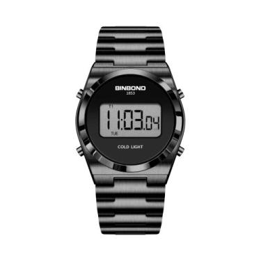 Imagem de Relógio Esportivo Digital De Luxo Masculino Em Aço Inoxidável Com LED,