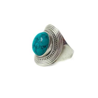 Imagem de Anel Pedra Oval Turquesa Prata 925