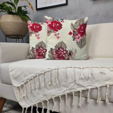 Imagem de Kit Manta Para Sofá Bege + 2 Capas De Almofada Com Zíper Cor:12 - Gené