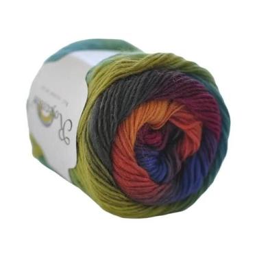 Imagem de Fio De Lã 100% Colorido Arco-Íris Para Tricô Manual, Crochê, Lãs Macia