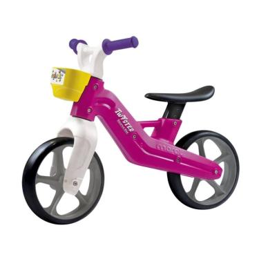 Imagem de Bicicleta Rosa Infantil Sem Pedal Banco Ajustável E Cestinha