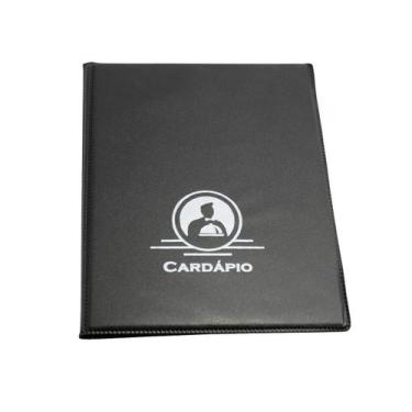 Imagem de Kit 10 Pastas Cardapio Preta 4 Bolsas Menu Restaurante - ACP