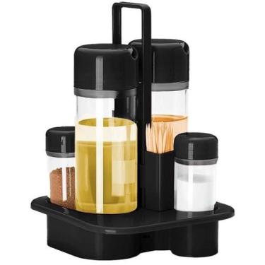 Imagem de Galheteiro Acrílico de mesa/Temperos Branco e Preto Delta 5 Peças Sale