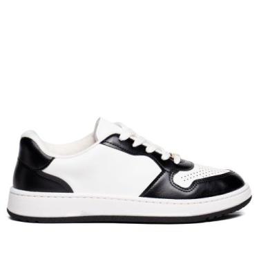 Imagem de Tênis Feminino Vizzano Pelica Recortes Branco/Preto, Branco, Preto, 36