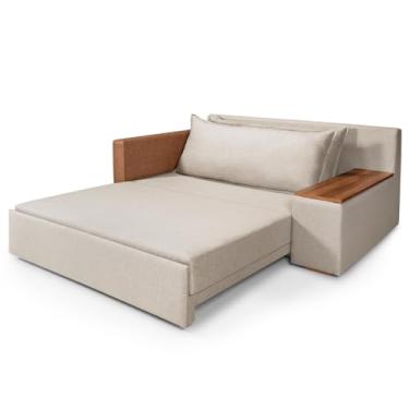 Imagem de Sofá-Cama Panamá com Baú Casal 2 Lugares Chenile Pompéia Aveludado Creme 203/856