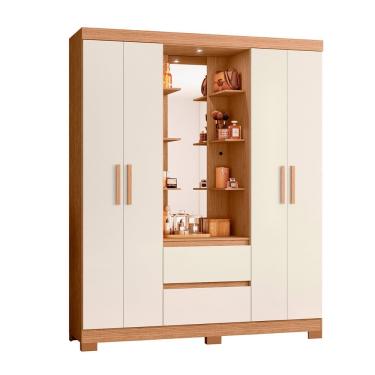 Imagem de Guarda Roupa 4 Portas 2 Gavetas Quarto Olimpia Freijo Com Off White - Albatroz