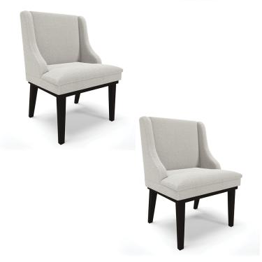 Imagem de Cadeira Sala de Jantar Base Madeira Preto kit 2 Liz Bouclê Cinza D03 - D'Rossi