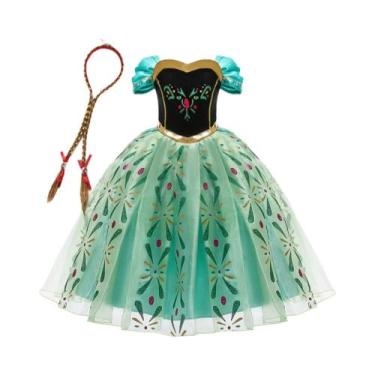 Imagem de Fantasia Infantil De Princesa Anna Com Estampa Completa Para Cosplay, 