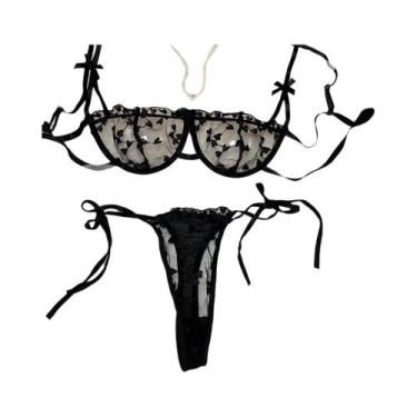 Imagem de Conjunto De Lingerie Com Bordado Floral Para Mulheres, Sexy, Conjunto 