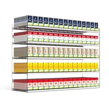 Imagem de Bandeja automática para empurrar cigarros – Pacote com 10 suportes para exibição de tabaco para supermercados, prateleira flutuante decorativa transparente e divisor de fósforos, ideal para exibição